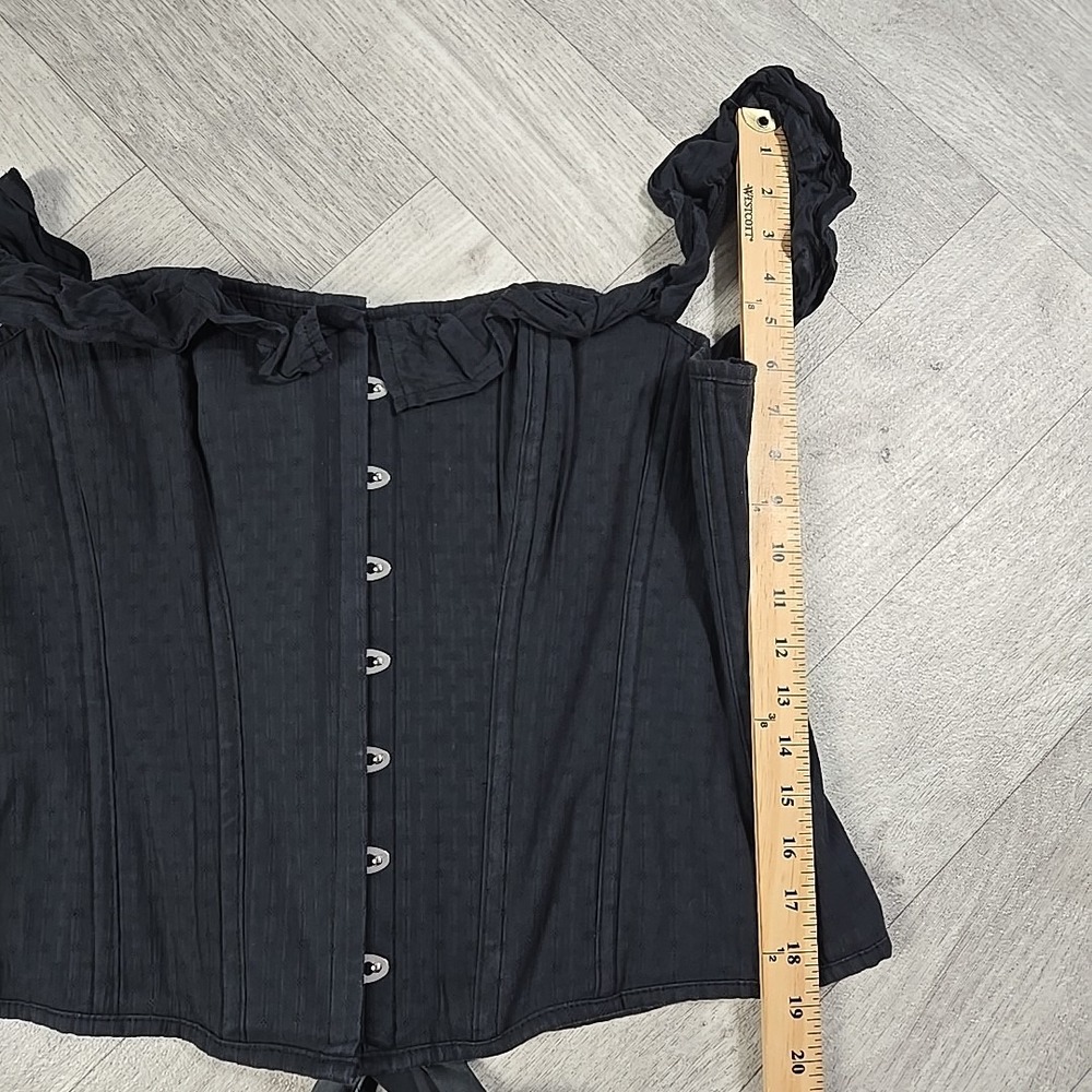 Corset Story Black Textured Cotton Corset Top Off The Shoulder UK 18 US 14 - Picture 9 of 16